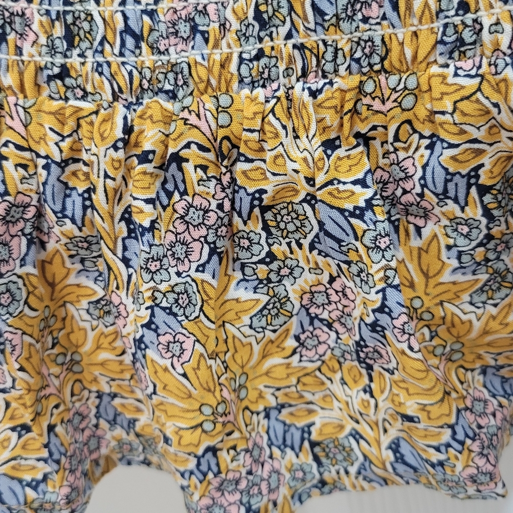 Natural Life Floral Ruffle Smocked Top - Yellow and Blue - Picture 5 of 7